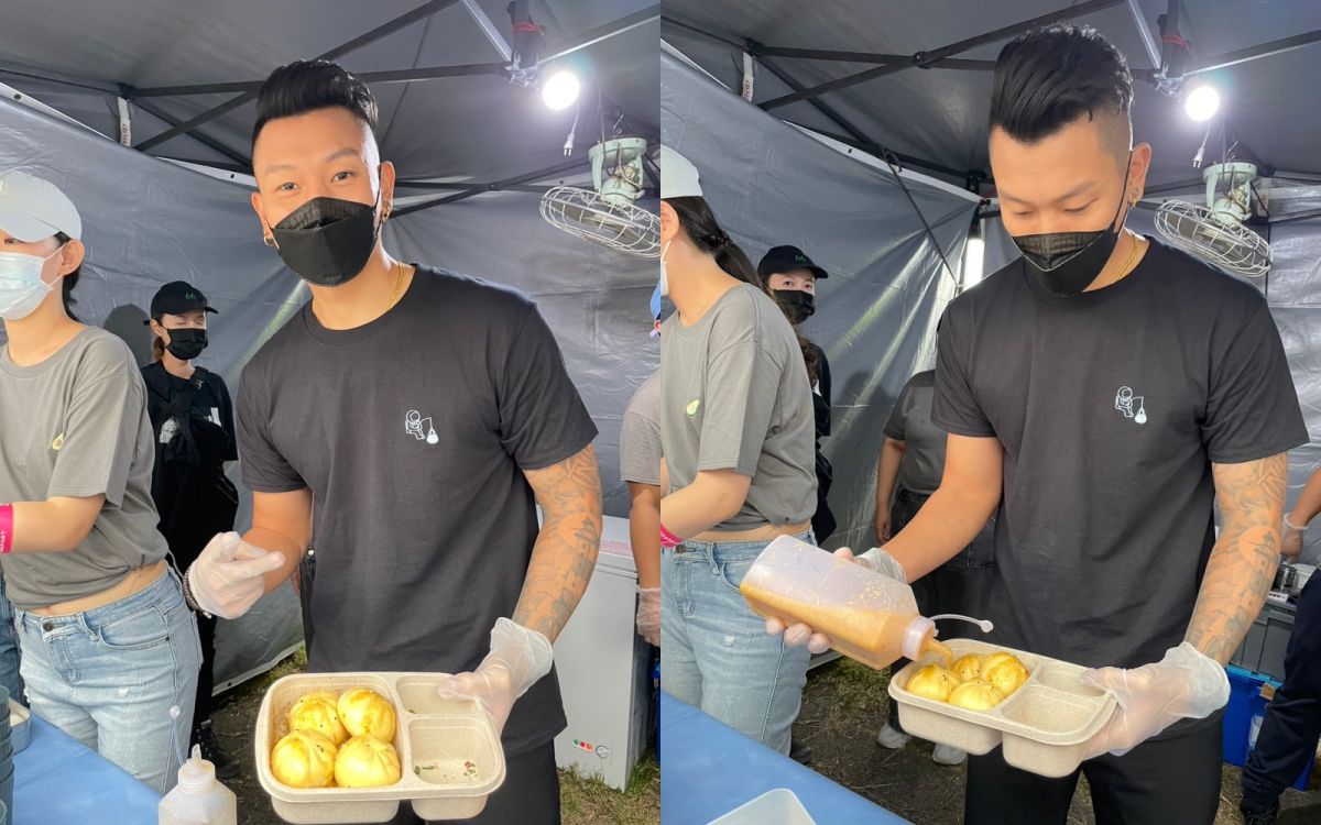 ▲瘦子低調現身「太空港藝術嘉年華」為粉絲煎生煎包。（圖／讀者提供）