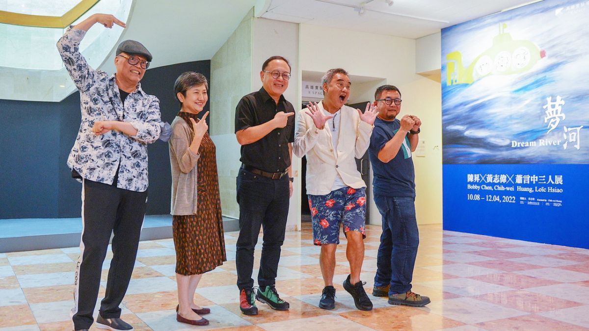 ▲陳昇、蕭言中、黃志偉三位老頑童以夢聚合，在此次《夢河》展覽中難得聚首。（圖／高美館提供）