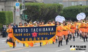 ▲「橘色惡魔」美名的日本京都橘高校吹奏部，在國慶大典帶來活力滿滿的演出。（圖／記者葉政勳攝，2022.10.10）