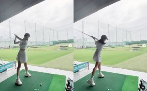 ▲蔡瑞雪PO出第一次打高爾夫球的影片。（圖／翻攝自蔡瑞雪IG）