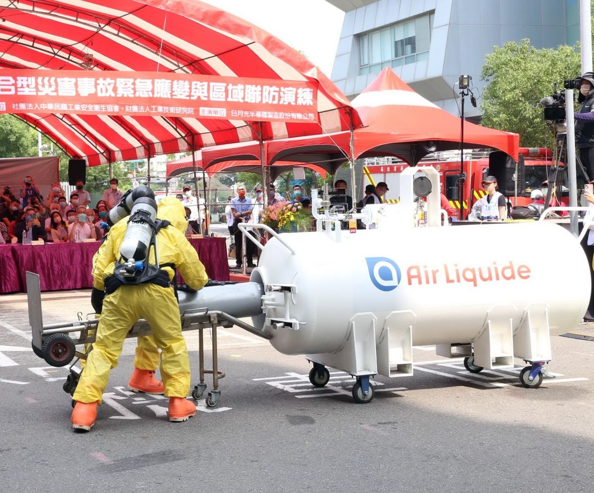 ▲經濟部加工出口區管理處舉辦楠梓科技產業園區複合型災害應變演練，以提升緊急應變量能。(圖／記者黃守作攝，2022.10.12)
