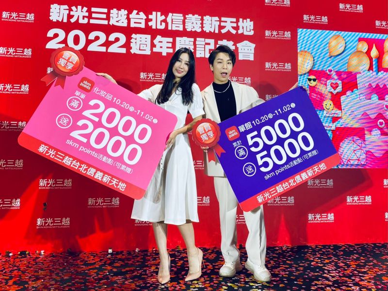 ▲新光三越信義週年慶消費回饋1元兌1點,滿千送千點,靠點數就能換到PS5、iPhone 14、iPad Air 5與美型家電等豪禮,扣100點再抽價值186萬的賓士GLA180百萬名車。(圖/記者蕭涵云攝)