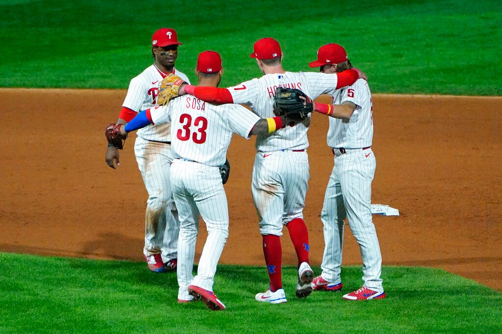 ▲費城人在國聯系列戰取得聽牌優勢（圖／美聯社／達志影像）