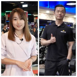 ▲World Gym（世界健身）公關廖容瑩（左）健身工廠副總何威松（右）