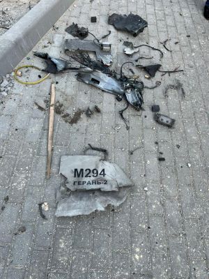 ▲圖為17日一架襲擊基輔的無人機殘骸。（圖取自Vitaliy_Klychko推特）