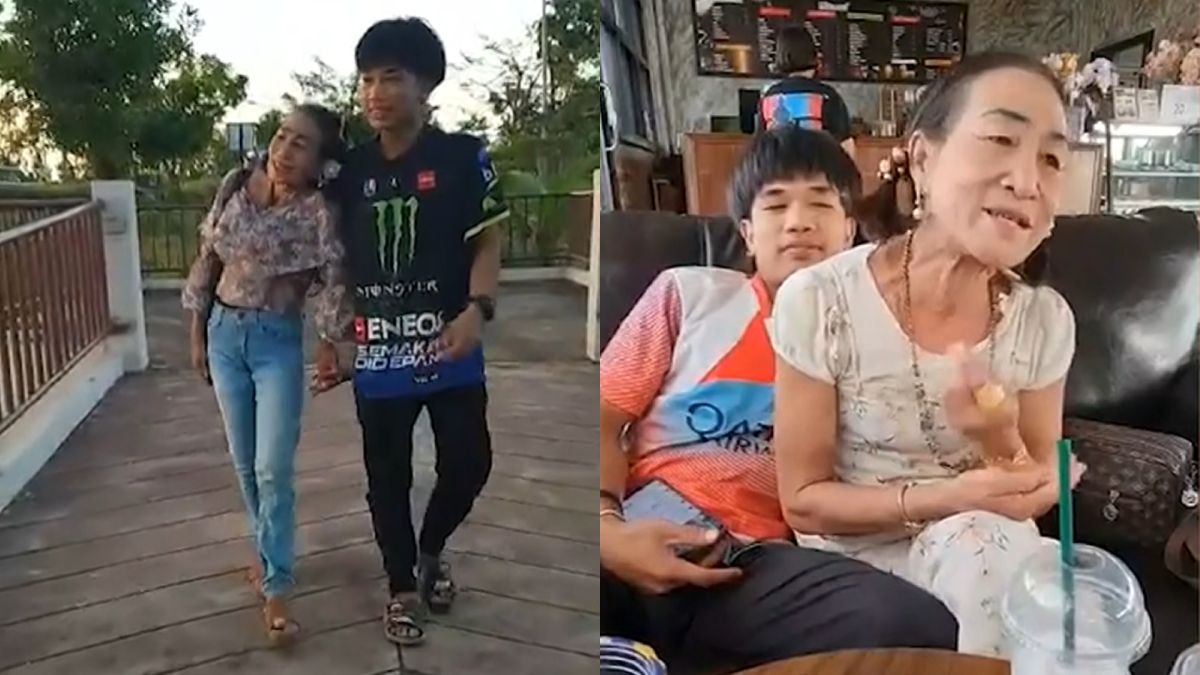 ▲日前泰國出現一對嬤孫戀，19歲青年愛上56歲阿嬤珍拉。（圖／AP美聯社／Newsflare）