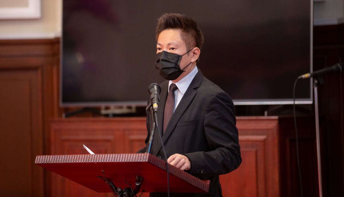 ▲張惇涵表示，未來會循序漸進恢復小三通，期盼透過此次春節專案，作為疫後兩岸人民之間健康有序交流的起點。（圖／總統府提供）