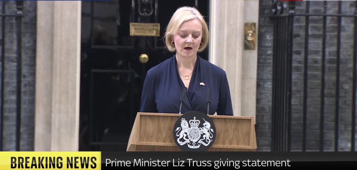 ▲英國首相特拉斯於10月20日宣布辭職，結束短短44天任期。（圖／翻攝自Sky News）