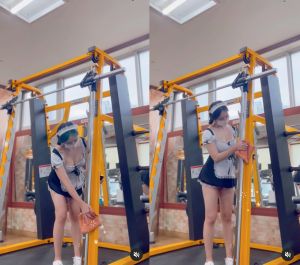 ▲南韓健身YouTuber、瑜伽老師WONY（워니）扮演火辣女僕，在健身房擦拭健身器材。（圖／翻攝自IG＠gawonaa）