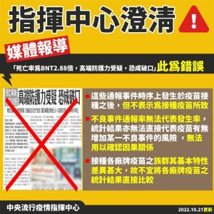 ▲王必勝在記者會中說,這個說法是錯誤的,根據了解,是用不良事件通報去推算,但科學要非常謹慎。(圖/指揮中心) ▲王必勝在記者會中說,這個說法是錯誤的,根據了解,是用不良事件通報去推算,但科學要非常謹慎。(圖/指揮中心)
