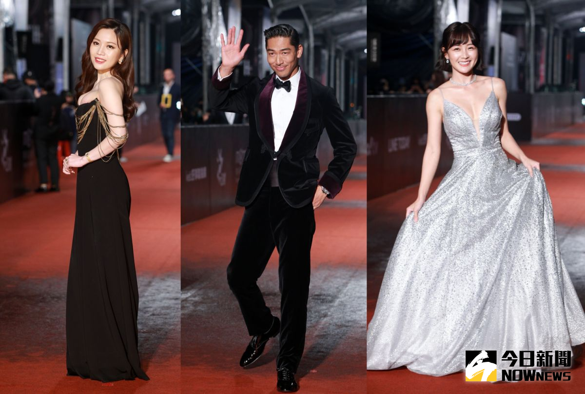 ▲金鐘57紅毯上，蔡尚樺、籃籃辣秀事業線搶鏡，「姐夫」AKIRA壓軸登第1帥。（圖／NOWnews影像中心）