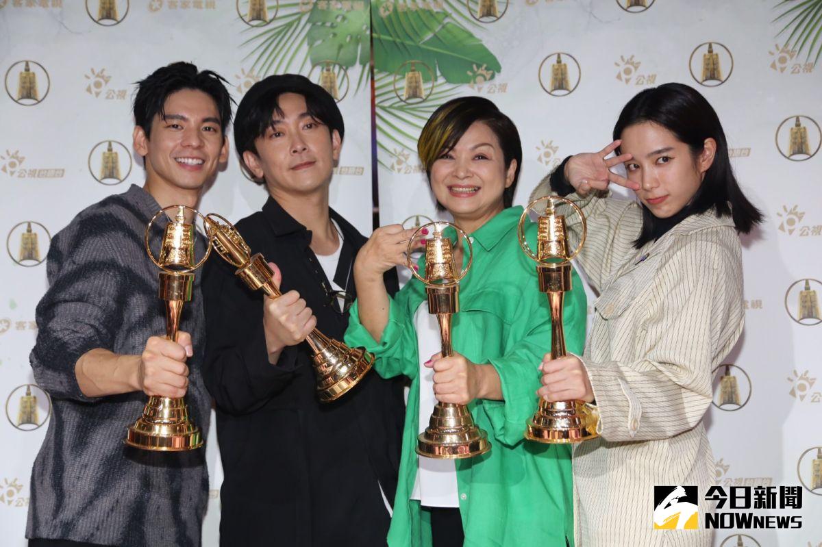 ▲《阮三个3》舉辦金鐘獎慶功宴，左起為林柏宏、施名帥、楊貴媚和溫貞菱。（圖／NOWnews攝影中心）