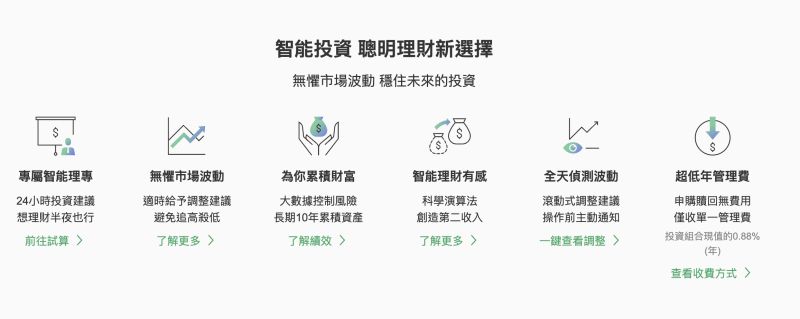 ▲整合多項理財服務:基金、智能投資、證券、外幣、利即保…等等,還可依照使用者習慣設定個人化服務。(圖/國泰世華官方網站,此為智能投資圖示)