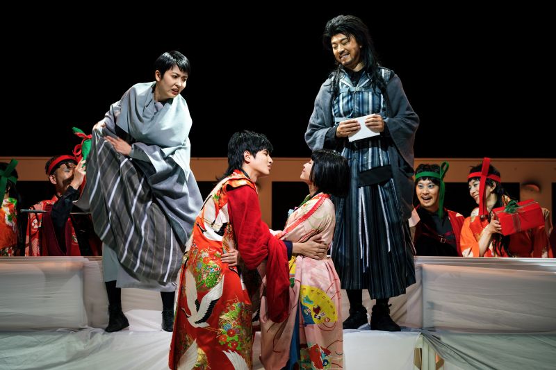 ▲野田秀樹「Q：歌舞伎之夜」今（25）日起於國家戲劇院開演。主要演員松隆子（左上）、上川隆也（右上）、志尊淳（左下）及廣瀨鈴（右下）來台演出。（圖／國家兩廳院提供）