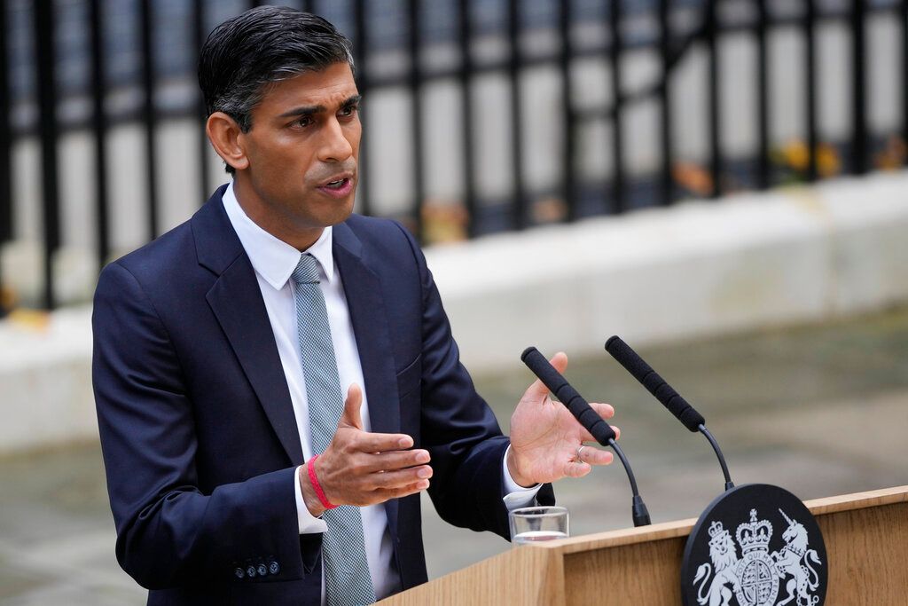 ▲英國前財相蘇納克為英國今年以來的第3位首相。（圖／美聯社／達志影像）