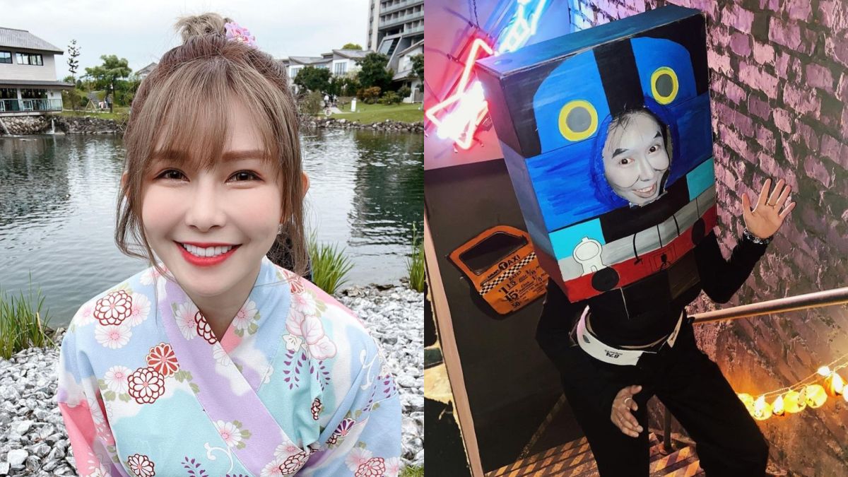 ▲甜美搞怪的阿樂，萬聖節自毀形象，扮成「湯瑪士小火車」。（圖／翻攝自阿樂IG）