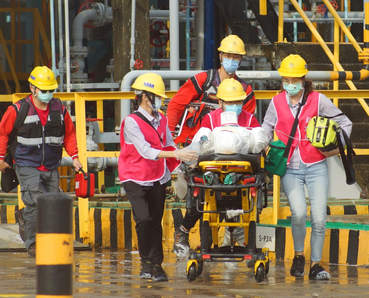 ▲台灣中油公司石化事業部舉辦擴大緊急應變演練。(圖／記者黃守作攝，2022.10.26)