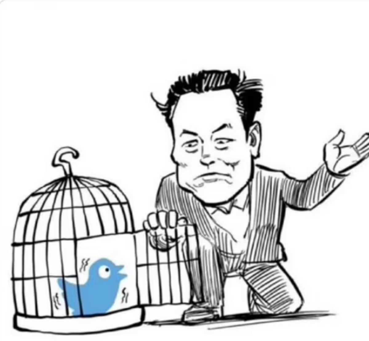 ▲馬斯克重新收購推特一事引發全球關注，嚴厲的人事緊縮措施也招致不少批評。圖為推特網友kuso。（圖／翻攝自推特）