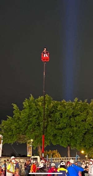 ▲盧秀燕總部強調空拍畫面係以吊車拍攝，和無人機無關。（圖／盧秀燕競總提供，2022.10.29）
