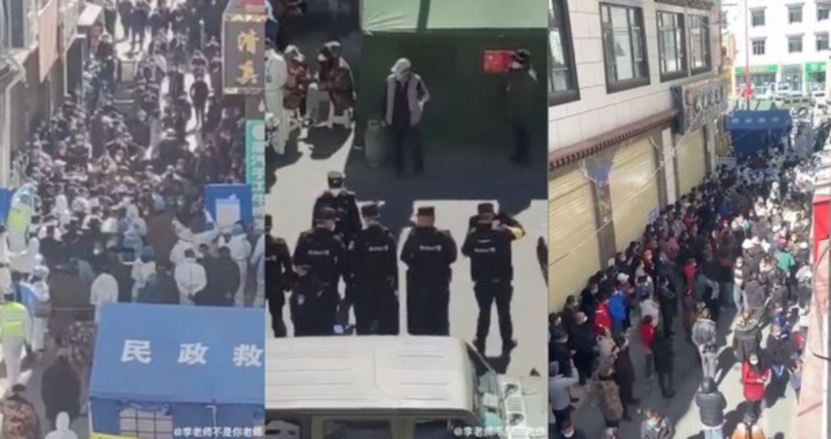 ▲西藏拉薩近日傳出有居民不滿疫情封控太久，上街抗議的情況。（圖／翻攝自自由亞洲電台）