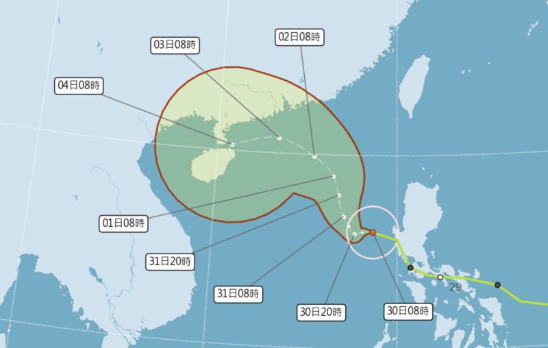 ▲奈格颱風今日上午中心脫離呂宋島陸地，預計今明兩天會逐漸北轉，之後再慢慢轉向西遠離，氣象局預估發布海上颱風警報機率低。（圖／翻攝中央氣象局官網）