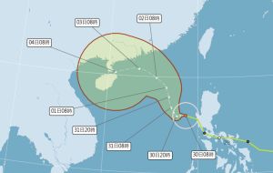 ▲奈格颱風短期內會逐漸向北移動，之後再慢慢轉向西往海南島一帶前進，並不會直接影響台灣陸地。（圖／翻攝中央氣象局官網）