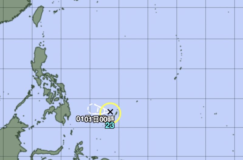 ▲日前位於菲律賓東方海面的熱帶性低壓（TD28），今（31）日已正式發展成為今年第23號颱風，中文譯名為「榕樹」。（圖／翻攝自日本氣象廳）