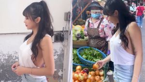 吊嘎正妹「側洞超大」逛市場　網友：地方爸爸暴動
