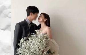 ▲韓國網紅Ha Neul婚禮刻意遮住新郎的臉。（圖／翻攝自網路）