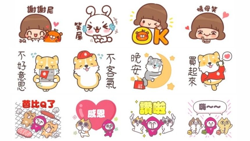 ▲LINE本周全新免費貼圖大放送，喜歡柴犬、香菇妹&拉比豆、辛卡米克的粉絲別錯過。（圖／取自LINE）