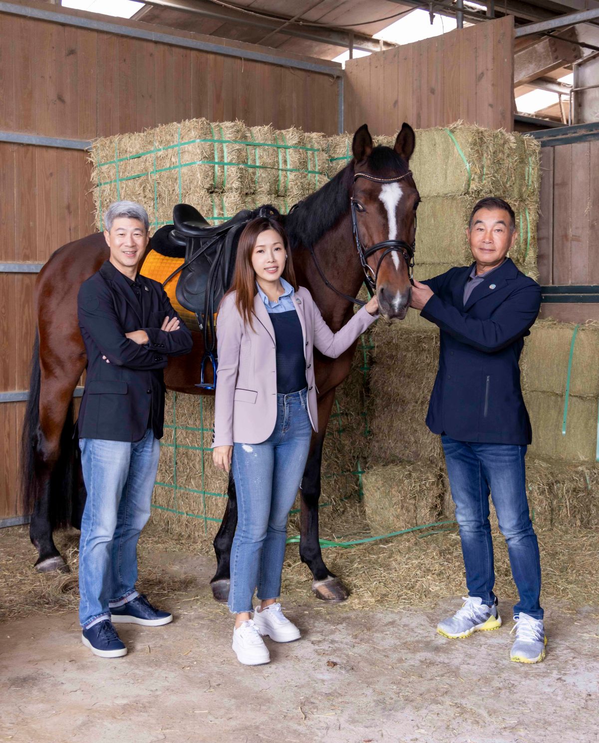 ▲（左起）FEI 國際馬術總會副會長 Jack 黃啟芳、中華民國馬術協會理事于長君、中華民國馬術協會理事長許安進。官方提供