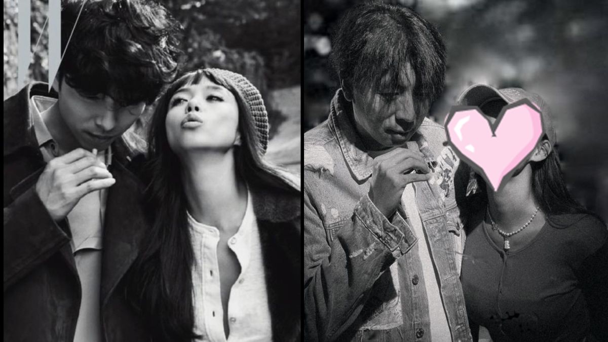 ▲梁赫群（右圖左）與林襄模仿孔劉（左圖左）與全度妍的雜誌合影，還原度超高。（圖／翻攝自梁赫群FB）