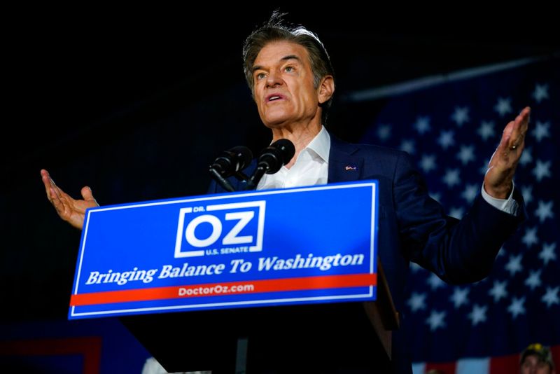 ▲紐約名醫奧茲（Mehmet Oz）以共和黨候選人身分，在今年期中選舉最受注目且影響最重大的選戰之一角逐賓州聯邦參議員席次。（圖／美聯社／達志影像）