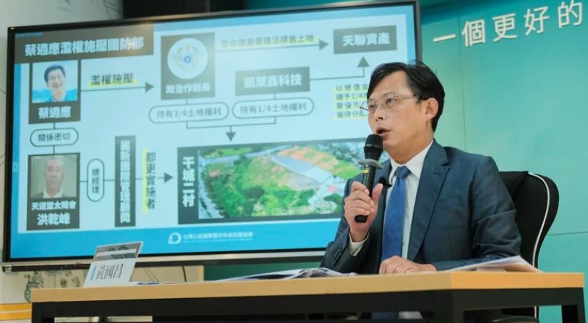 ▲前時代力量立委黃國昌日前指控，民進黨基隆市長候選人蔡適應濫用立委職權，施壓國防部違法賤賣林口眷地。（圖／台灣公益揭弊暨吹哨者保護協會提供）