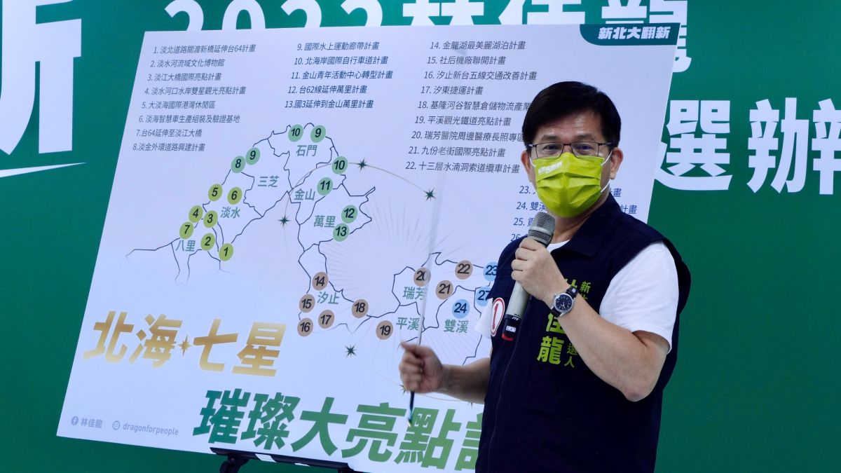 ▲林佳龍拋出「北海七星璀璨大亮點計畫」，拒絕北海岸與東北角11行政區被邊緣化，整理出27項亮點建設計畫。（圖／林佳龍競辦提供）