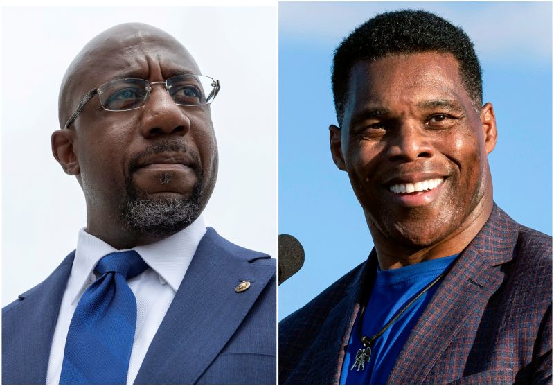 ▲華克（Herschel Walker）和華諾克（Raphael Warnock）兩名非裔美籍候選人在11月8日期中選舉，得票率均未超過50%，因此將在12月6日進行決選。雖然他們都出身喬治亞州，境遇卻截然不同。（圖／美聯社／達志影像）