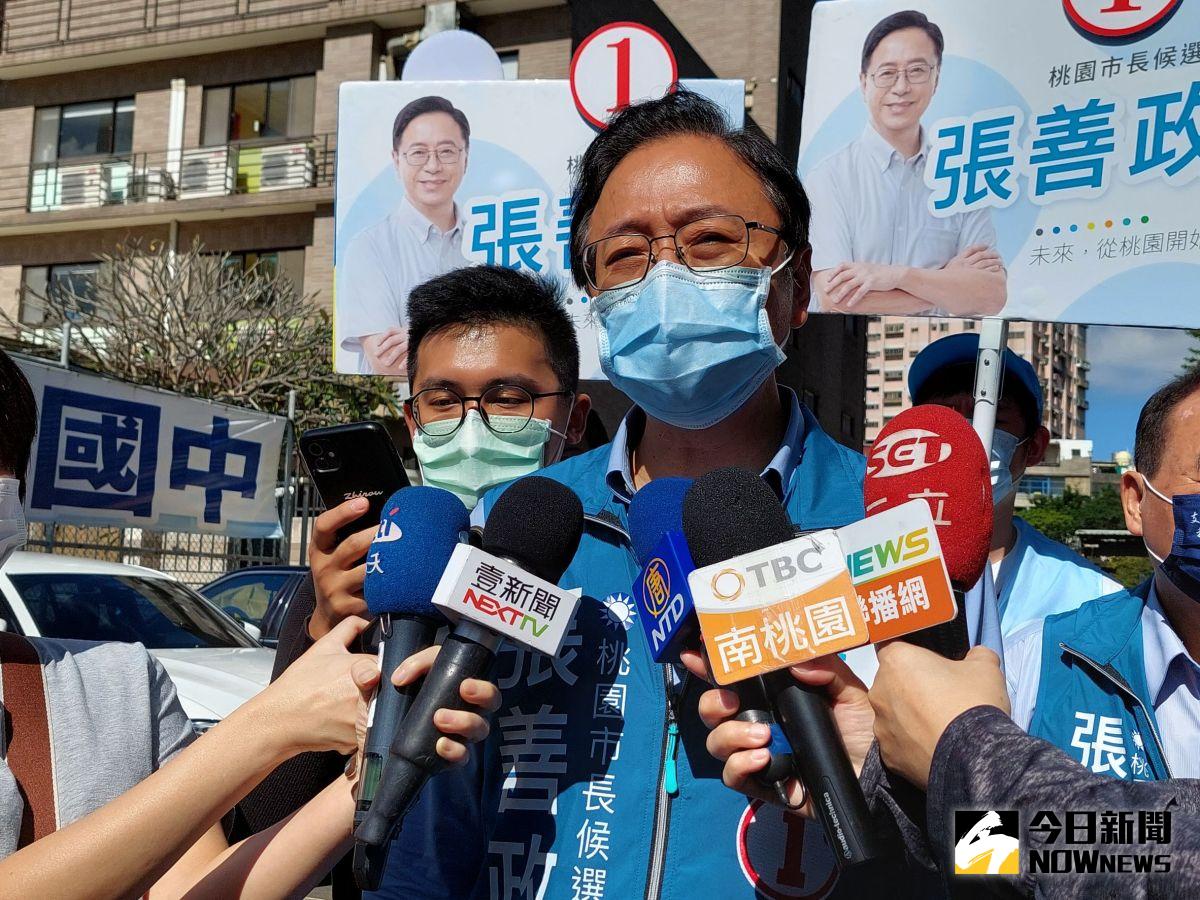 ▲張善政表示，綠營在基隆、桃園執政多年，為何之前都沒想到要做，現在倉促提出這個政策，顯然就是為了選舉。（圖／記者李春台攝，2022.11.10）