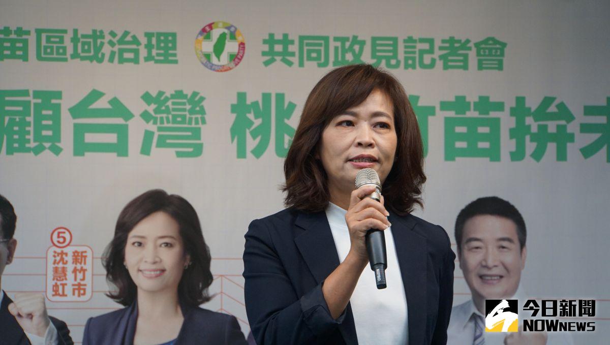 ▲民眾黨新竹市長候選人高虹安遭爆助理低薪高報，民進黨新竹市長候選人沈慧虹表示，相信市民不會選涉貪慣老闆。（圖／記者呂炯，2022.11.14）
