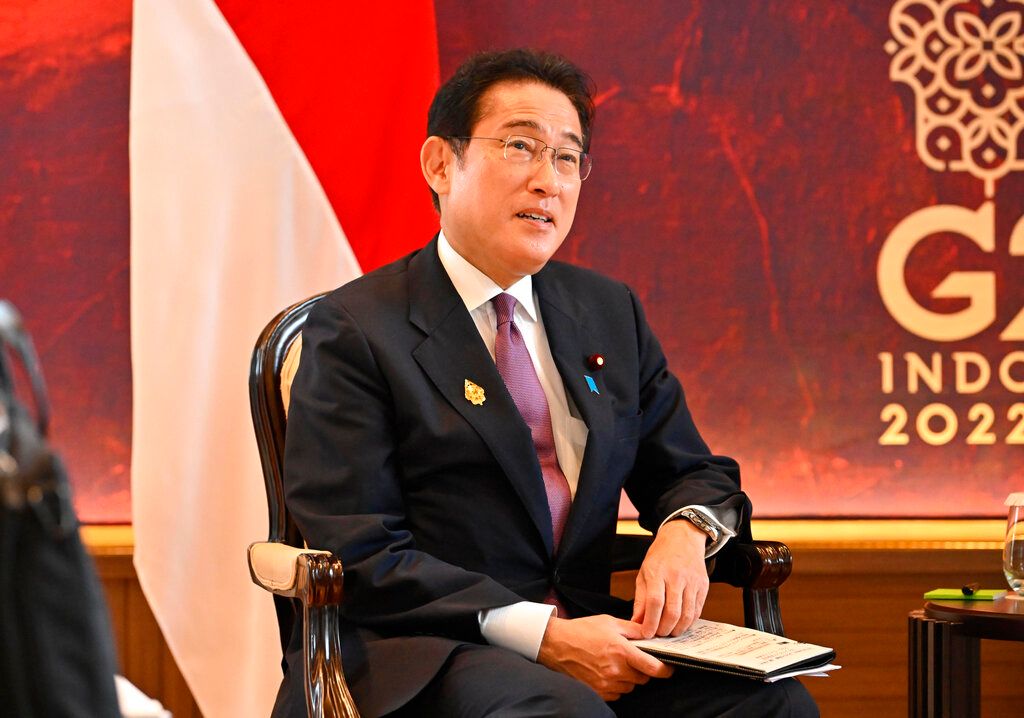 ▲日本首相岸田文雄前往印尼峇里島參加G20峰會。（圖／美聯社／達志影像）