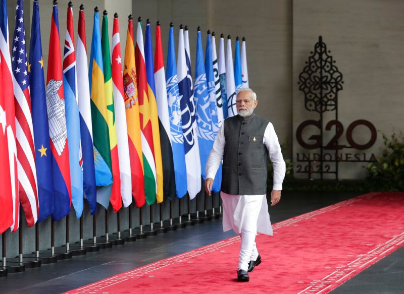 ▲印度總理莫迪前往印尼峇里島參與G20峰會。（圖／美聯社／達志影像）