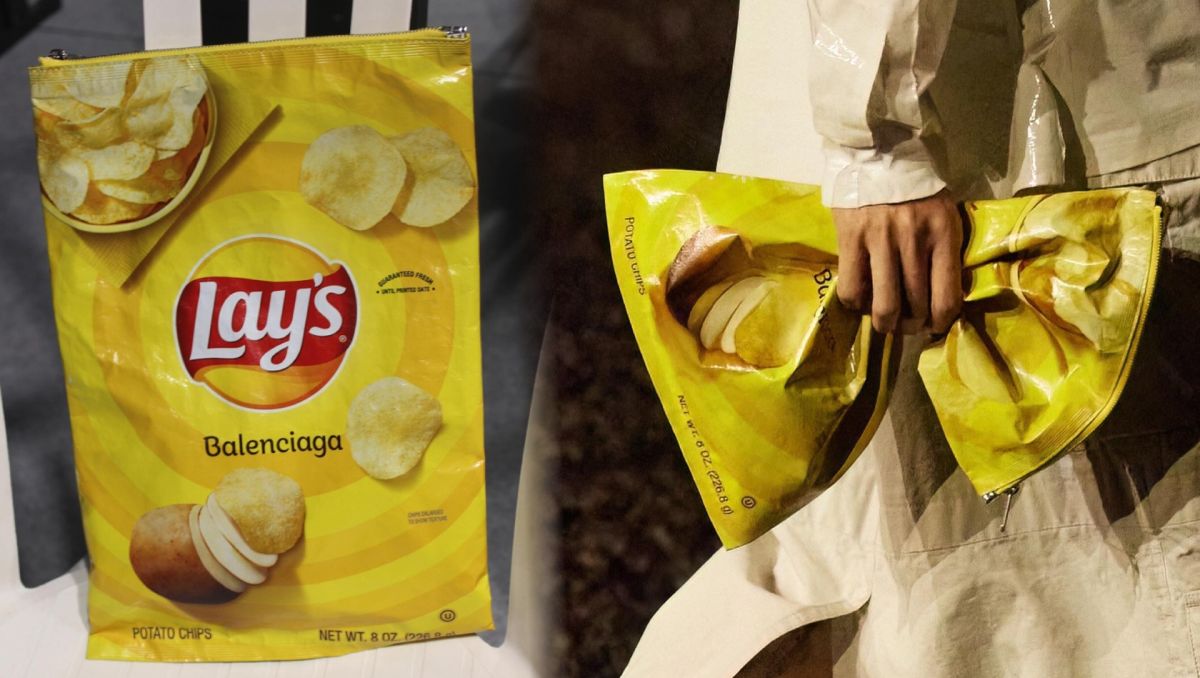 ▲時尚是一門學問，Balenciaga巴黎世家推出樂事洋芋片包包，售價直逼5萬元，據傳有門市還沒正式開賣就被訂光。（圖／取自IG@lays、demnagram）