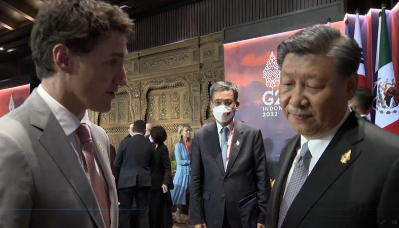 ▲G20峰會期間，中國國家主席習近平訓斥加拿大總理杜魯道的畫面瘋傳全球，引起爭議。（圖／美聯社／達志影像）