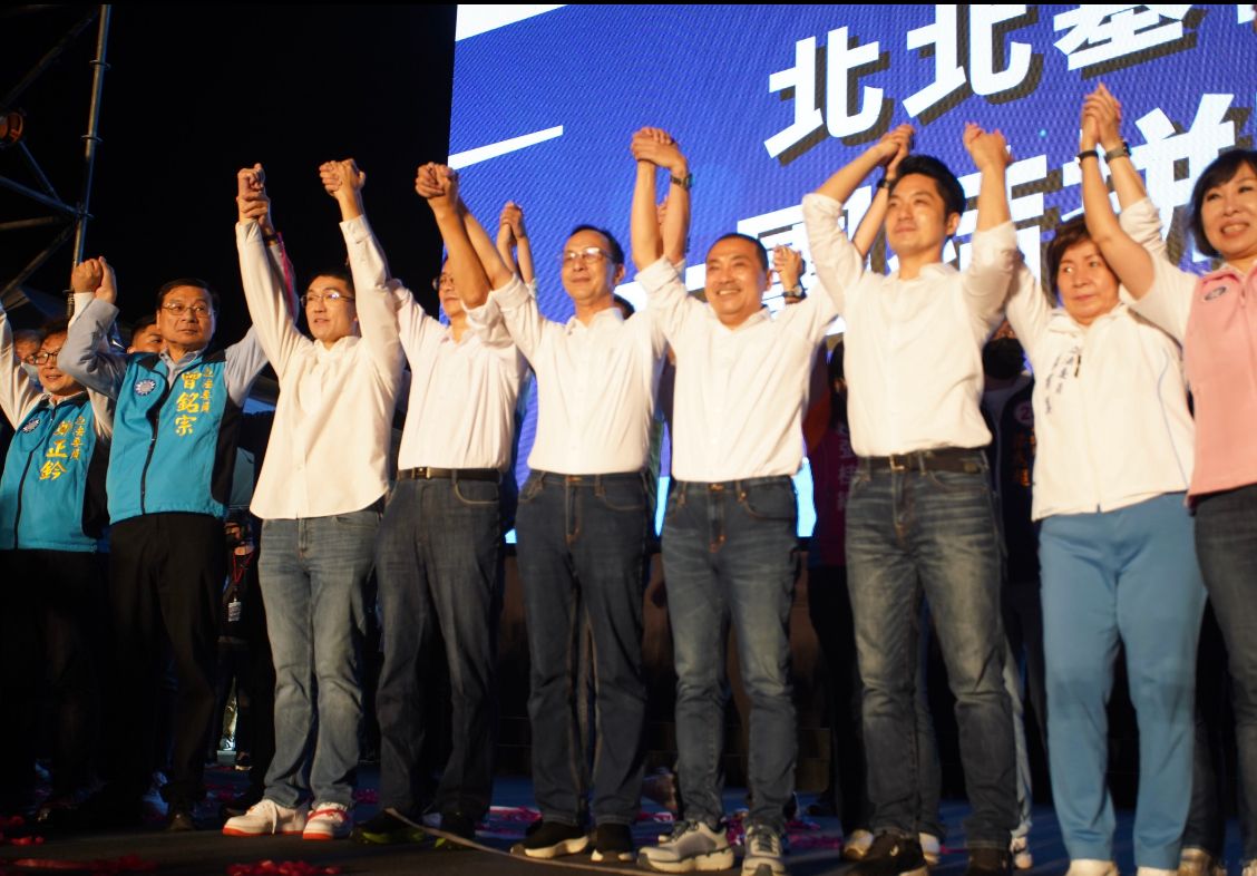 ▲國民黨黃金週舉辦大造勢，由北北基桃候選人合體拉抬氣勢。（圖／記者李春台攝，2022.11.19）