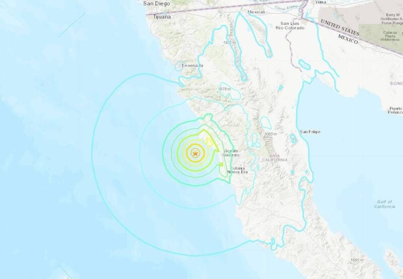 ▲墨西哥下加利福尼亞州外海發生規模6.2地震。（圖擷取自USGS官網）