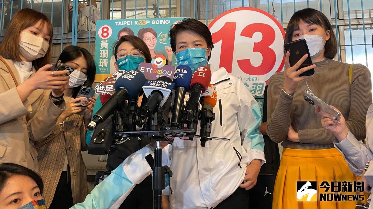 ▲台北市長候選人黃珊珊23日再度喊話衛福部長薛瑞元以及民進黨候選人陳時中，如果真的為國家擋下疫苗掮客，應該公開名單，「所有民眾都會替你們拍拍手」。（圖／記者丁上程攝，2022.11.23）