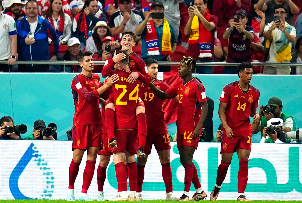 ▲西班牙狂掃七球。（圖／美聯社／達志影像）