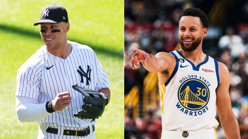 ▲NBA金州勇士隊巨星Stephen Curry(右)將加入招募Aaron Judge(左)的行列(圖/NBC SPORTS官網)