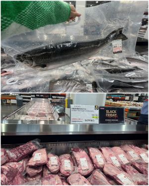 好市多黑五購物節,空運新鮮大西洋鮭魚、美國頂級嫩肩里肌真空包,單日限定特惠。(圖/記者鍾怡婷攝) ▲好市多黑五購物節,空運新鮮大西洋鮭魚、美國頂級嫩肩里肌真空包,單日限定特惠。(圖/記者鍾怡婷攝)