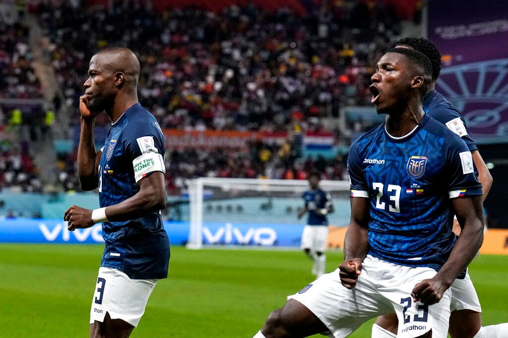 ▲厄瓜多Enner Valencia進球後慶祝。（圖／美聯社／達志影像）