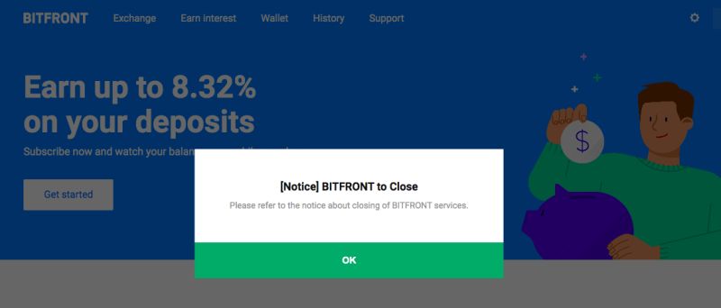 ▲加密貨幣交易所 Bitfront 宣布停止營運。(圖/翻攝自bitfront官網)